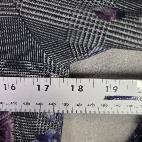 Womens Soho Apparel Gray & Purple Plaid Floral Blazer Polyester Blend Stretch M - Picture 4 of 7